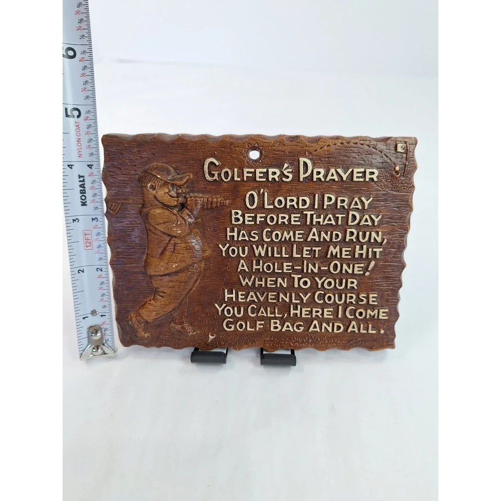 Vintage Multi Products Inc Golfers Prayer Wall Plaque Faux Wood 1236-1 USA Made